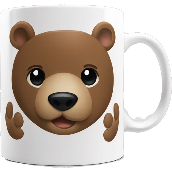 White mug with bear print emoji