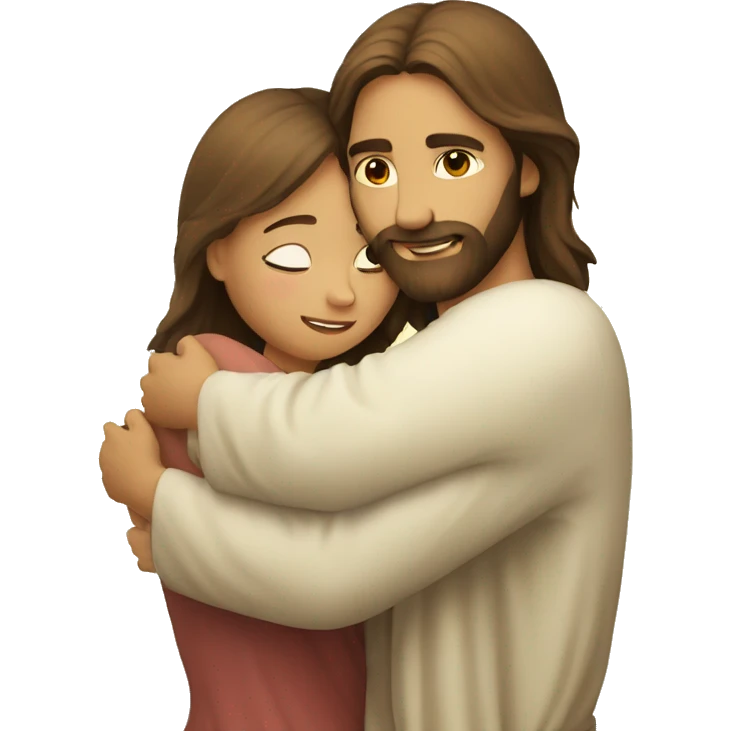 Jesus hugs a girl emoji