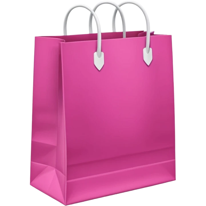 Fuchsia pink paper bag with white handles, repeating 'DRUNI' pattern in light pink and a vertical white 'DRUNI' in the center, iOS emoji style, shiny and realistic. emoji