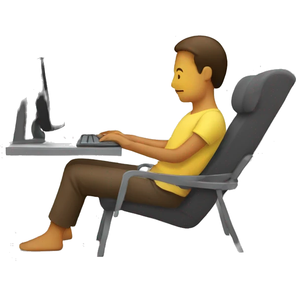 person using computer while relaxing emoji