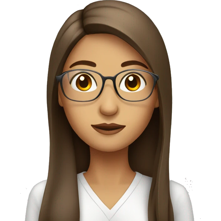 Women with glass with long hair and brown  emoji