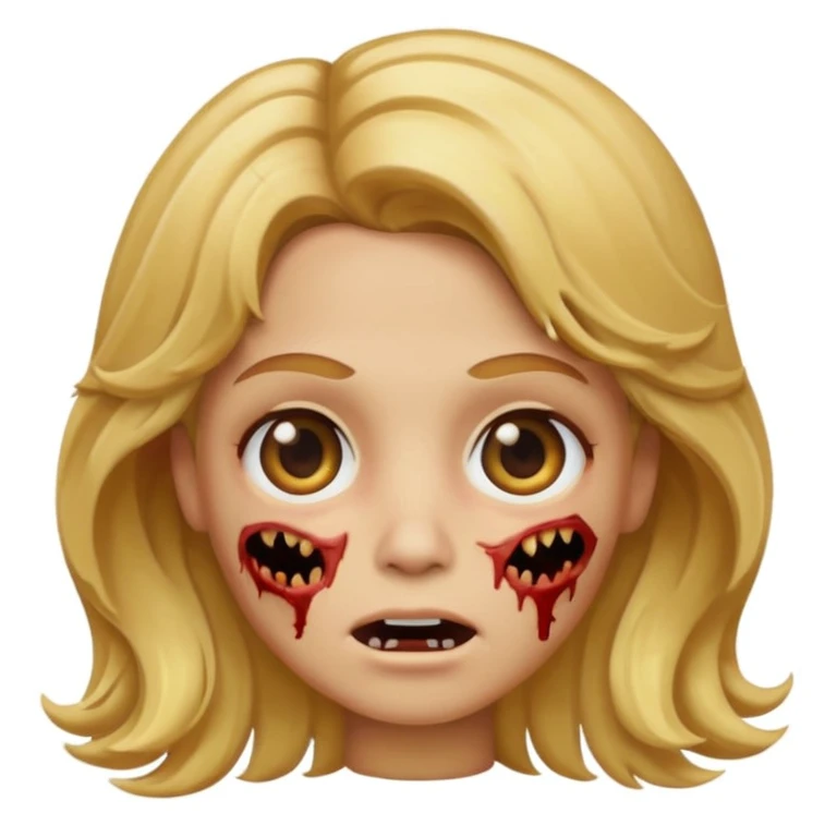 icon memoji, zombie skin ,  Wavy hair,  Golden blonde, eyes brown emoji