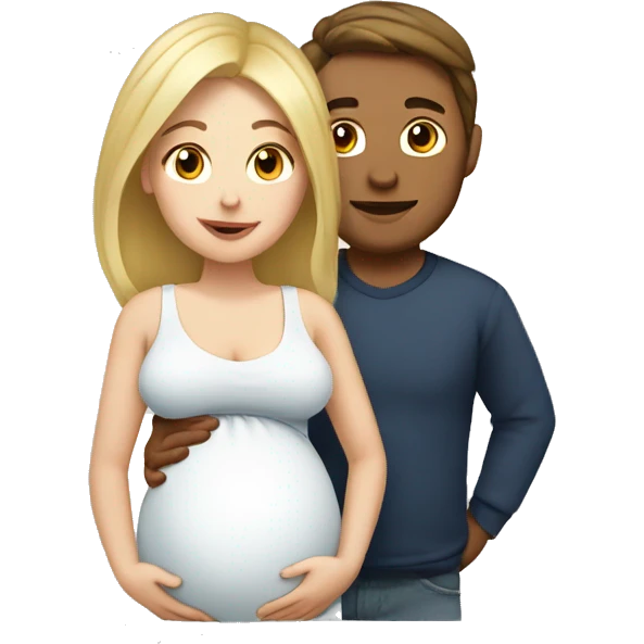 Blonde pregnant woman with brunette man emoji