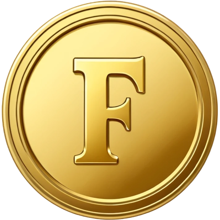 Currency crypto money symbol for the money "Fcoins" letter F, casino coin emoji