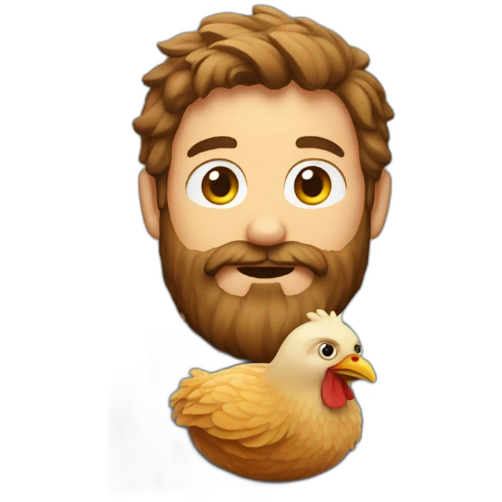 beardy man with chicken emoji