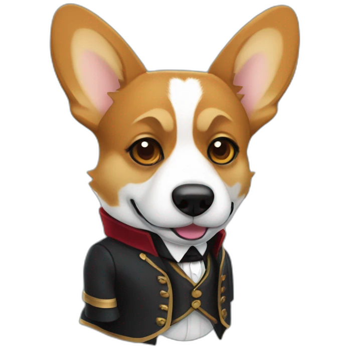 Corgi negro con traje de Sherlock holmes emoji