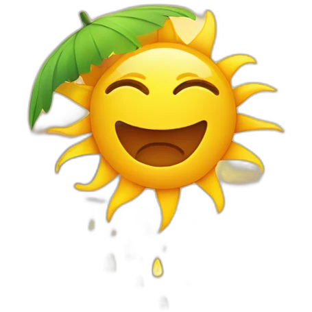 El sol radiante en la playa emoji