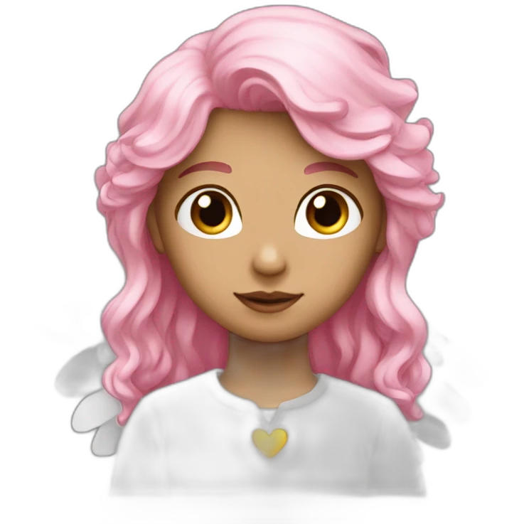 angel with pink long hair and wings emoji