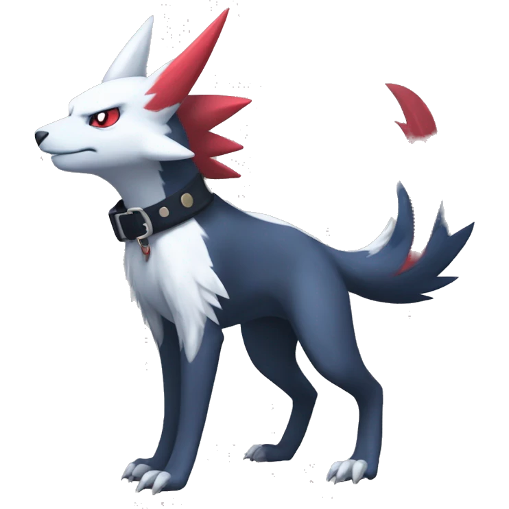 Cool Edgy Nargacuga-Absol-Zangoose-Sneasel-Quilava with a collar on, full body emoji