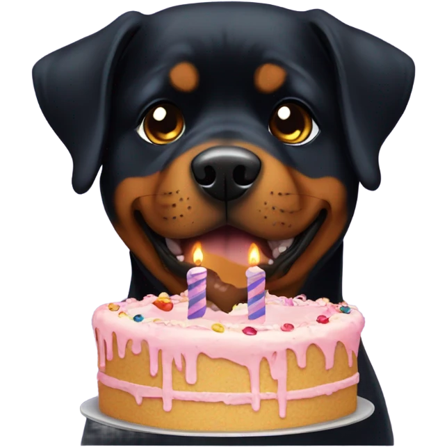 Rottweiler with birthday cake  emoji