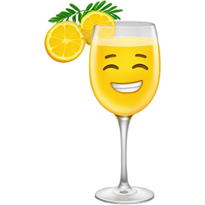 Mimosa drink in glass smiling emoji