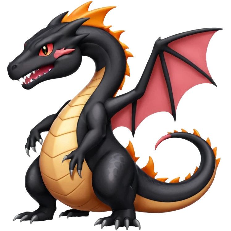 Obsidian-Black lanky elegant evil badass handsome cool beautiful Shiny-Charizard-Salazzle-Seviper-Salandit-fusion emoji