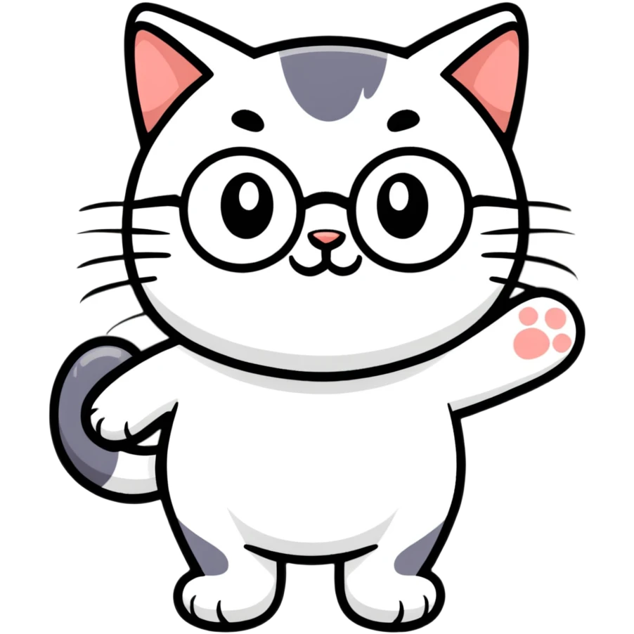 Gato con lentes querida, qué onda viejo emoji