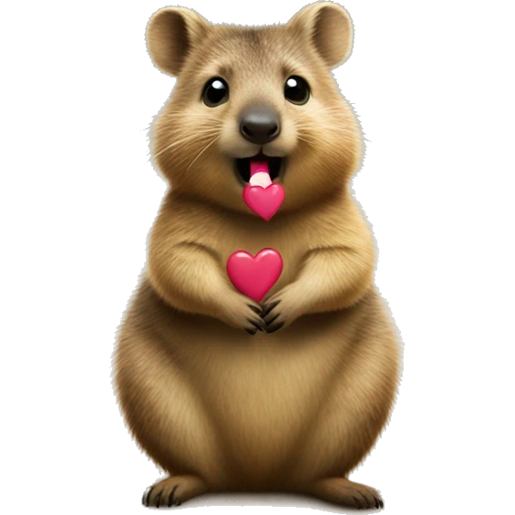 Quokka making a kiss and hearts emoji