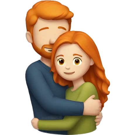 Ginger girl hugging man  emoji