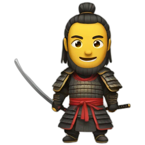 Epic Samurai with a flat smiling emoji emoji