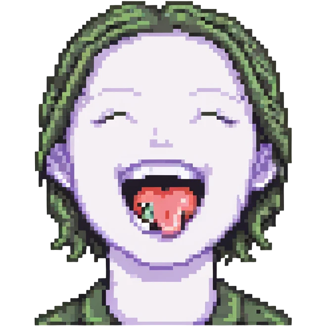 smiling with tongue sticking out
add the words  I’m talking bout innatt  emoji