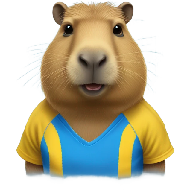 Capybara wearing a yellow and blue soccer tshirt emoji