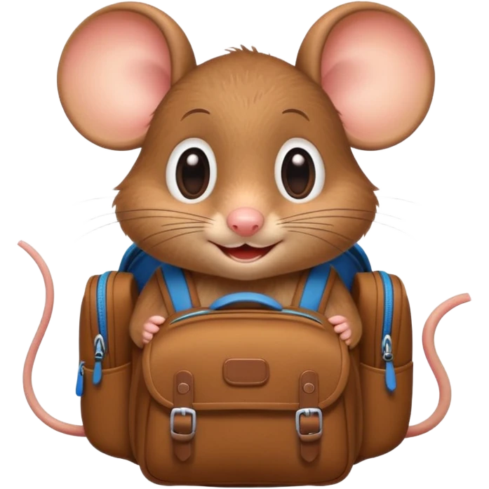 Mouse with a backpack pixar style emoji