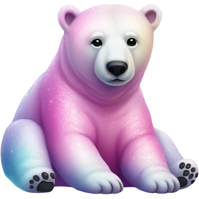 Pink ombre full body  polar bear lying down with glitter emoji