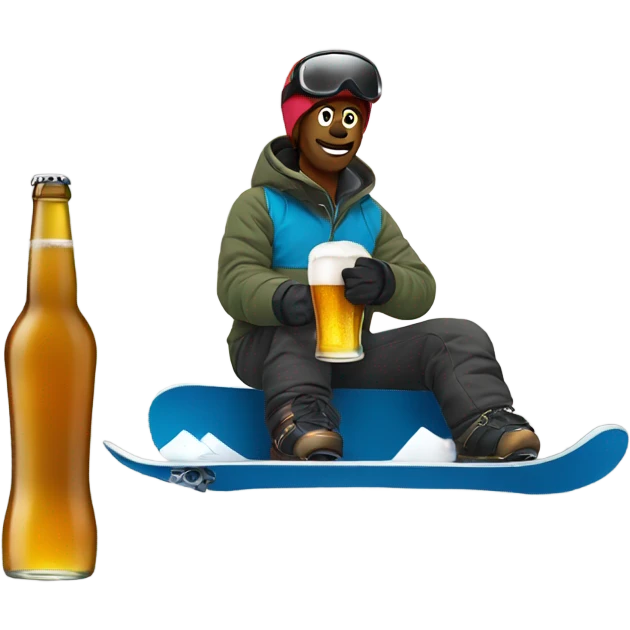 Snowboarding and drinking beer  emoji