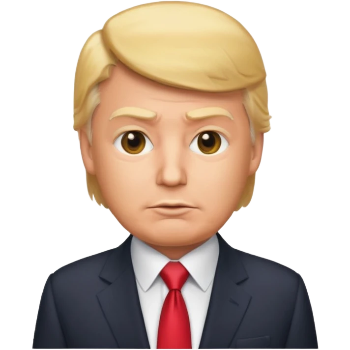 Donald Trump emoji style, recognizable face, light hair, suit and tie emoji