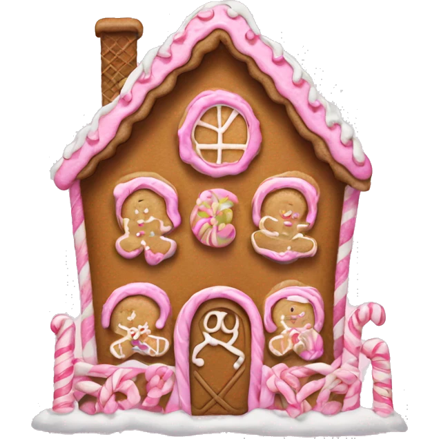 a pink gingerbread house emoji