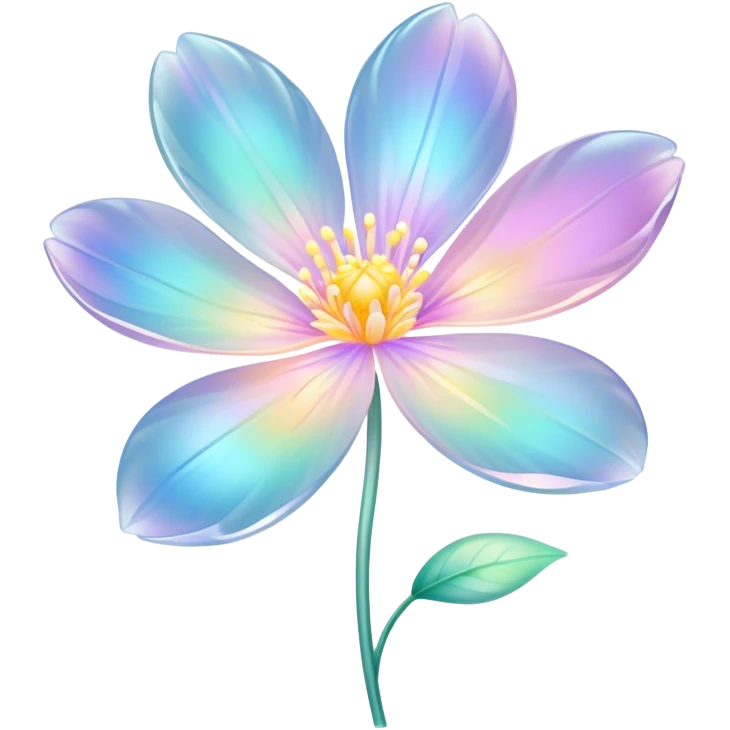 Pastel iridescent transparent luminescent flower emoji