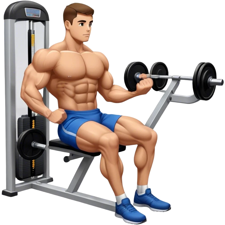 side-view bodybuilder seated weighted calf-raise machine lower leg exercise emoji