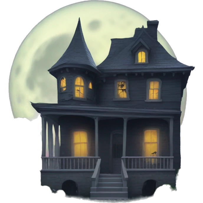 Haunted House Moon in Background emoji
