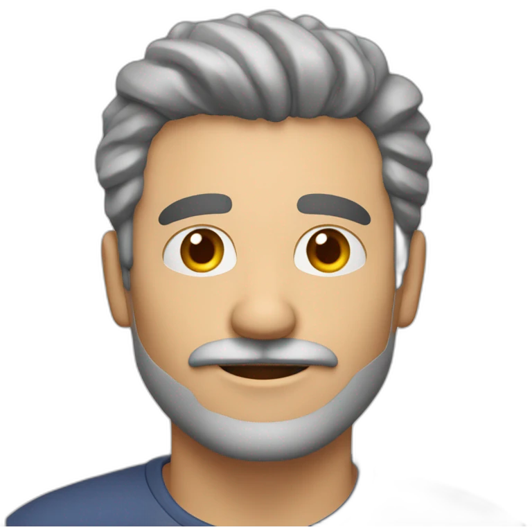 hombre blanco de 53 años con el pelo corto canoso sin bigote emoji