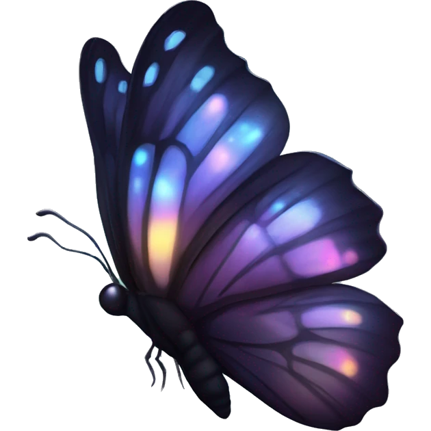 Dark iridescent butterfly glowing emoji