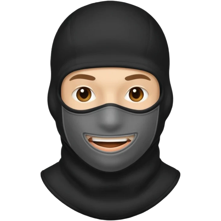 balaclava man with a mischievous grin emoji