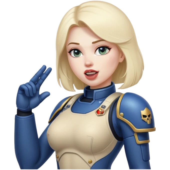 woman space marine in bodysuit salutes tongue out emoji