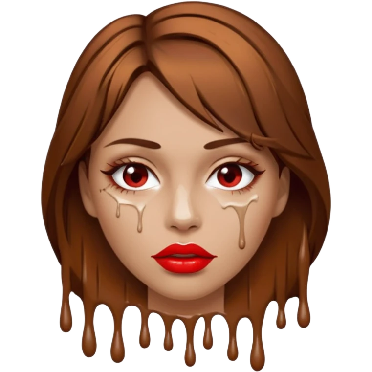 Brown Hair, Woman, white paint drip, face, hot, Sexy, lips emoji