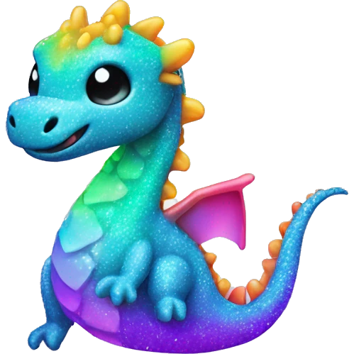 Baby Kawaii neon glitter sea dragon   emoji