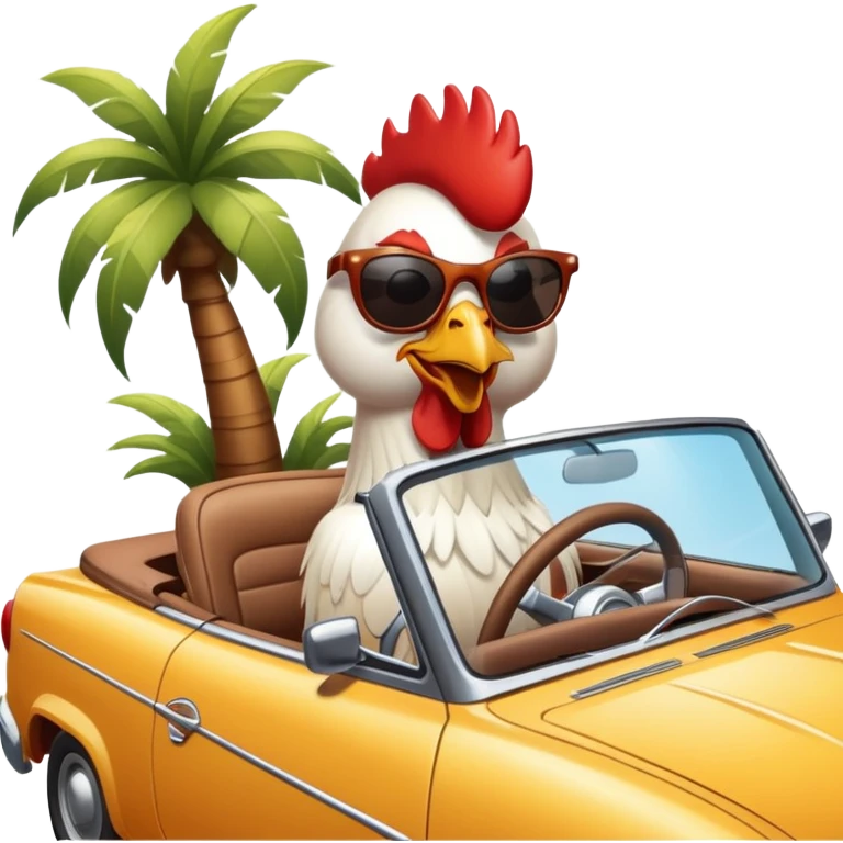 rooster in a convertible car emoji