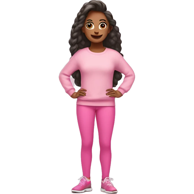 morenita with pink leggings and pink sweater  emoji