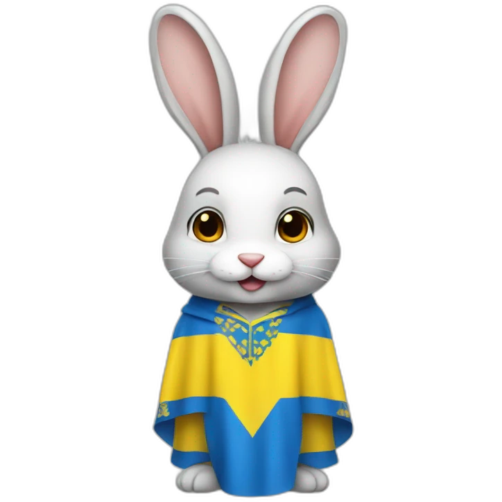 rabbit in a Ukrainian flag costume emoji