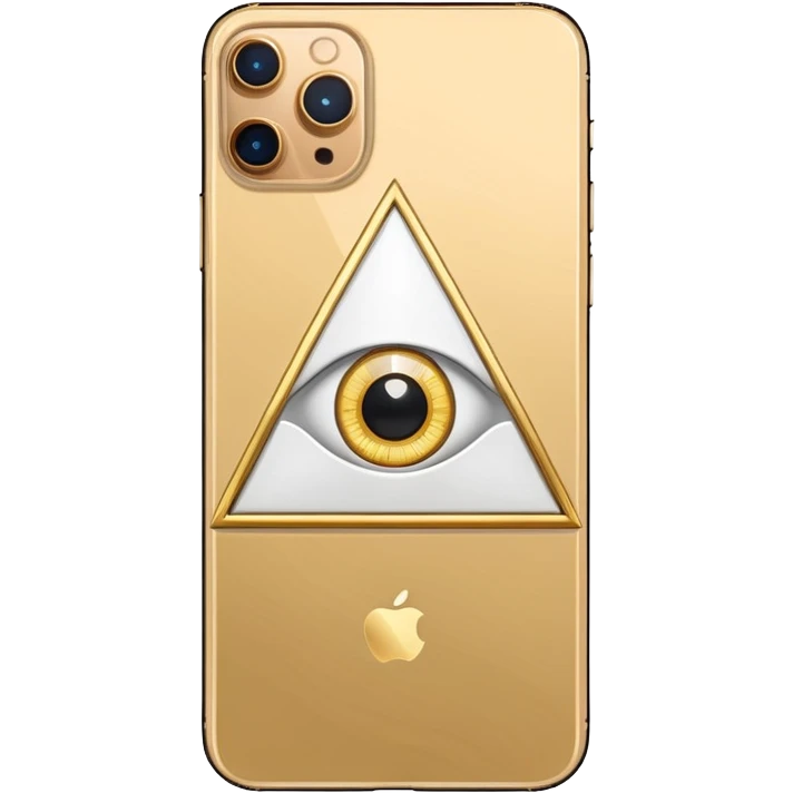 Gold iPhone 16 Pro Max, replace apple logo with fullgold all-seeing-eye logo backview emoji