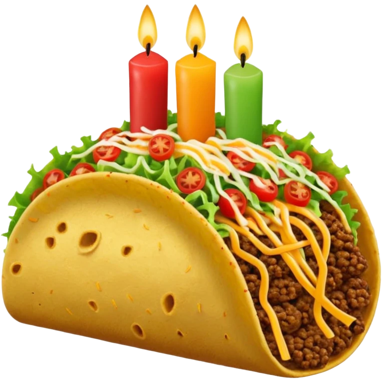Taco with two birthday candles emoji