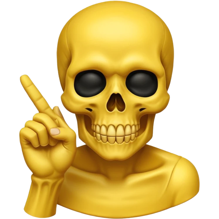 Yellow skull making a “shh” gesture emoji