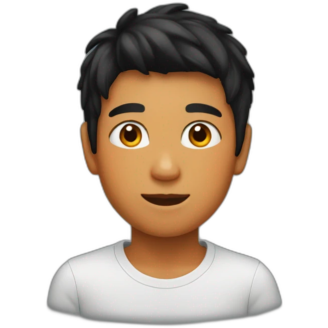Boy with black hairl and orange houdey emoji