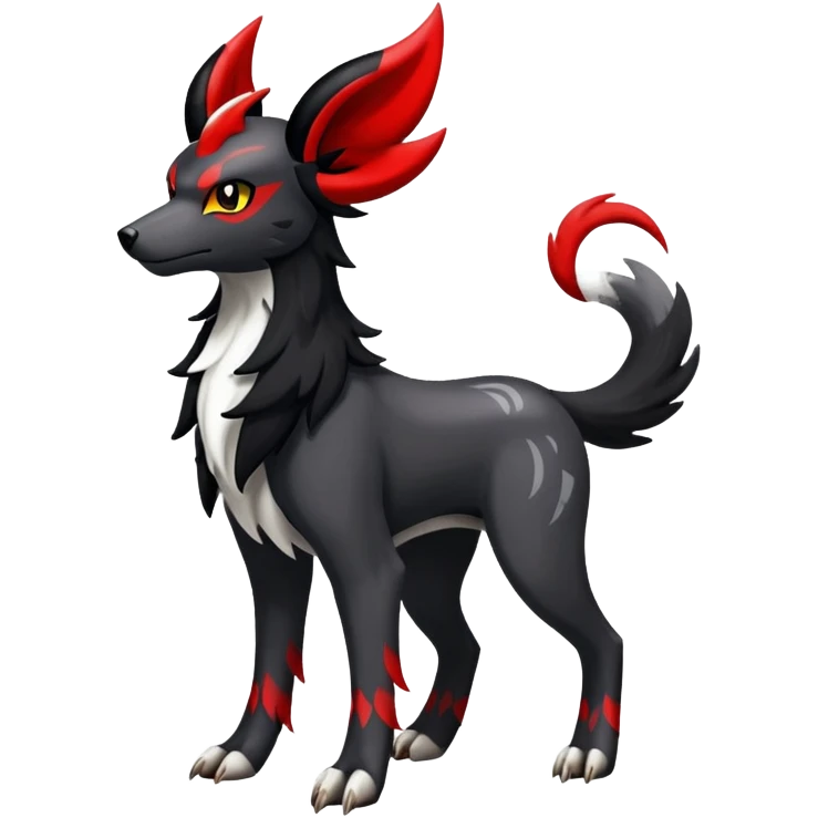 Shiny Exotic Excessive Mysterious Houndoom-Mightyena-Pokémon-Fakémon-hybrid-creature (full body) emoji