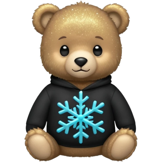 Glitter bear with cyan snowflake black sweatshirt emoji