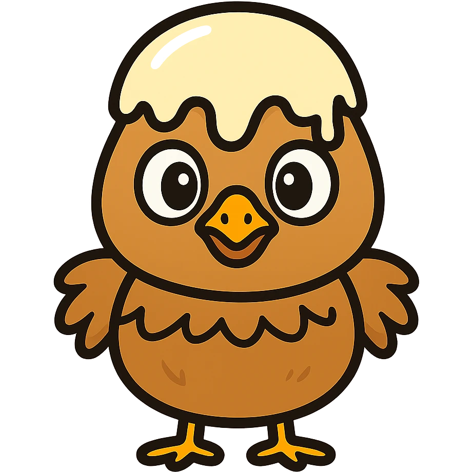 Make the butter on the chicken's head melting, in color outline style, keep the background transparent. emoji