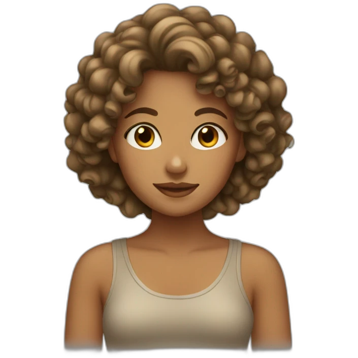 Tan girl with curly hair  emoji