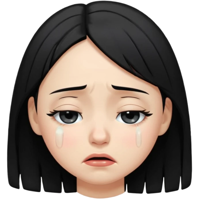 eye closed crying girl with black hair  emoji