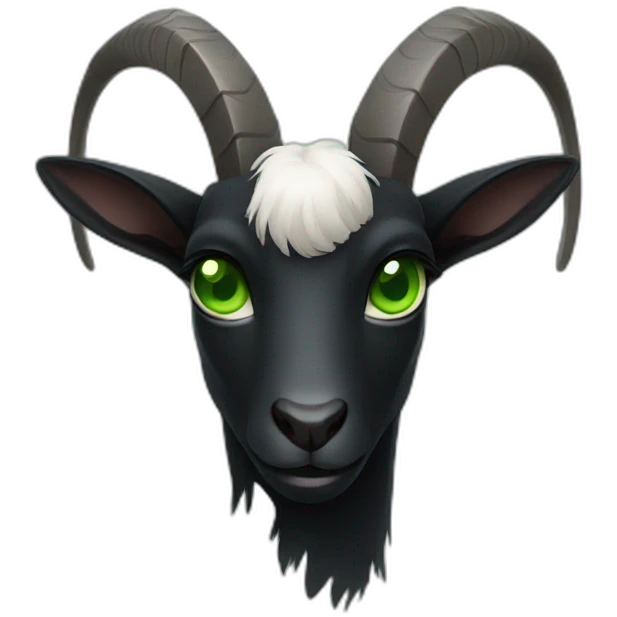 black goat with green eyes emoji