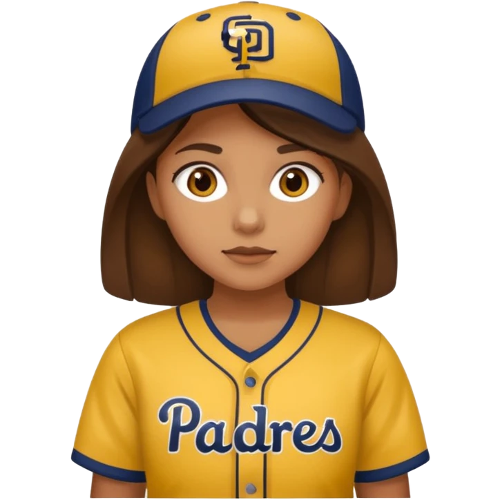 girl wearing brown and yellow padres gear emoji